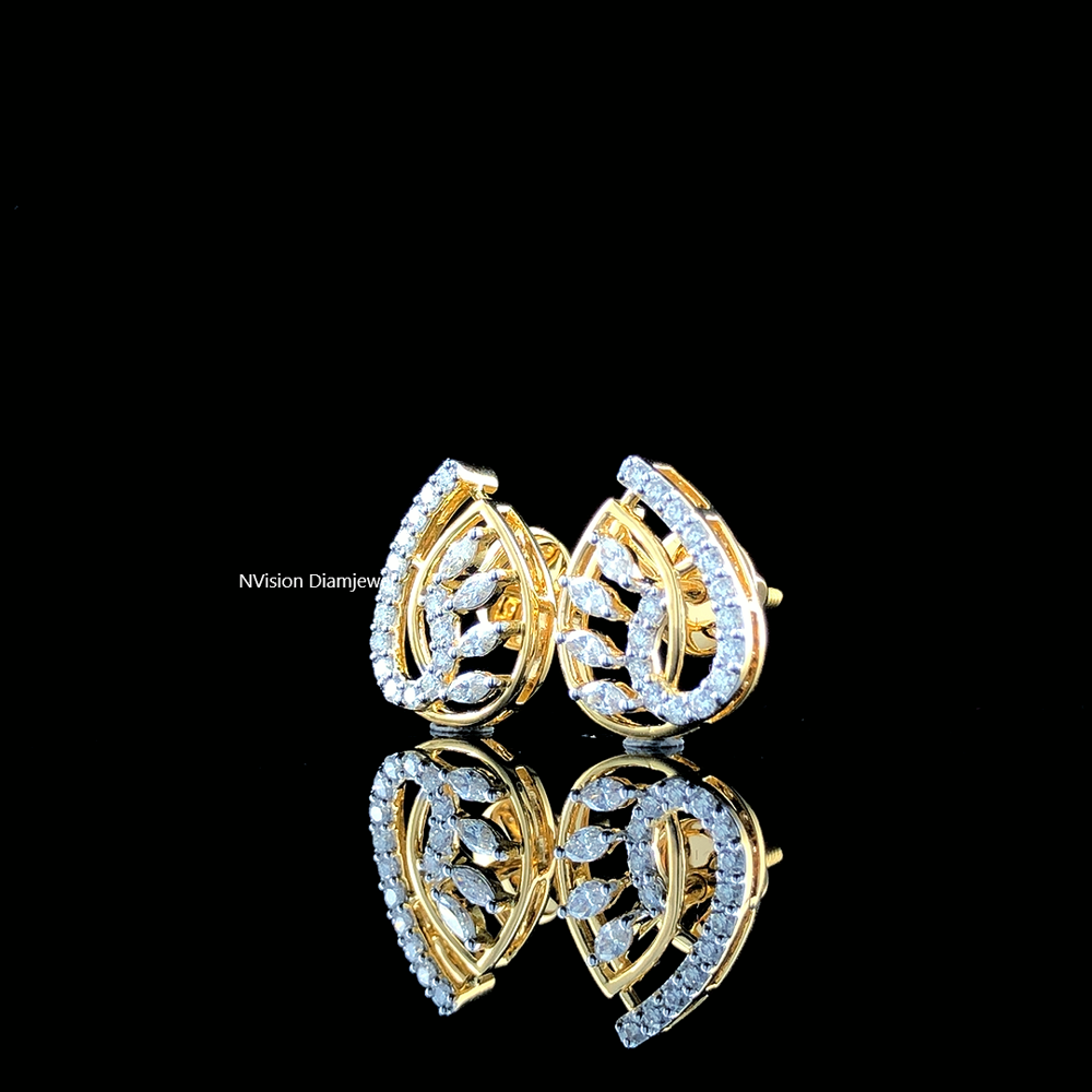 18KT Peacock Theme Natural Diamond Earrings