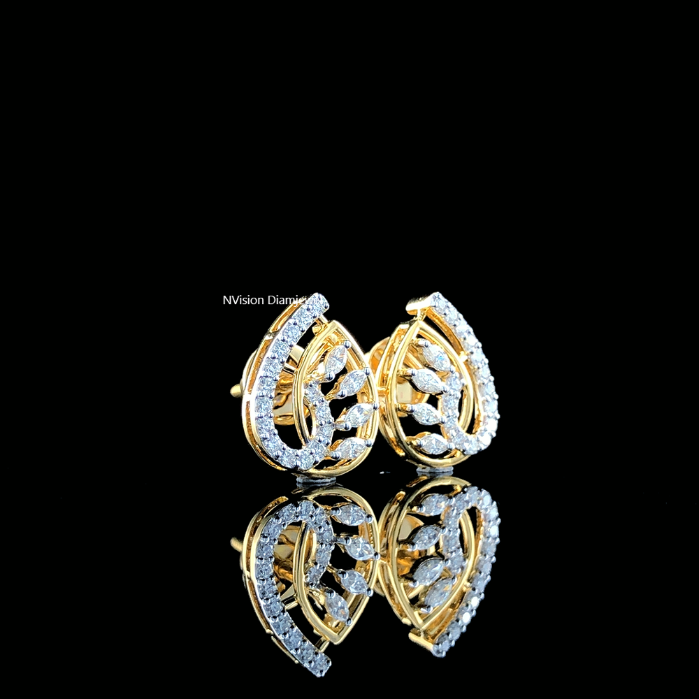 18KT Peacock Theme Natural Diamond Earrings