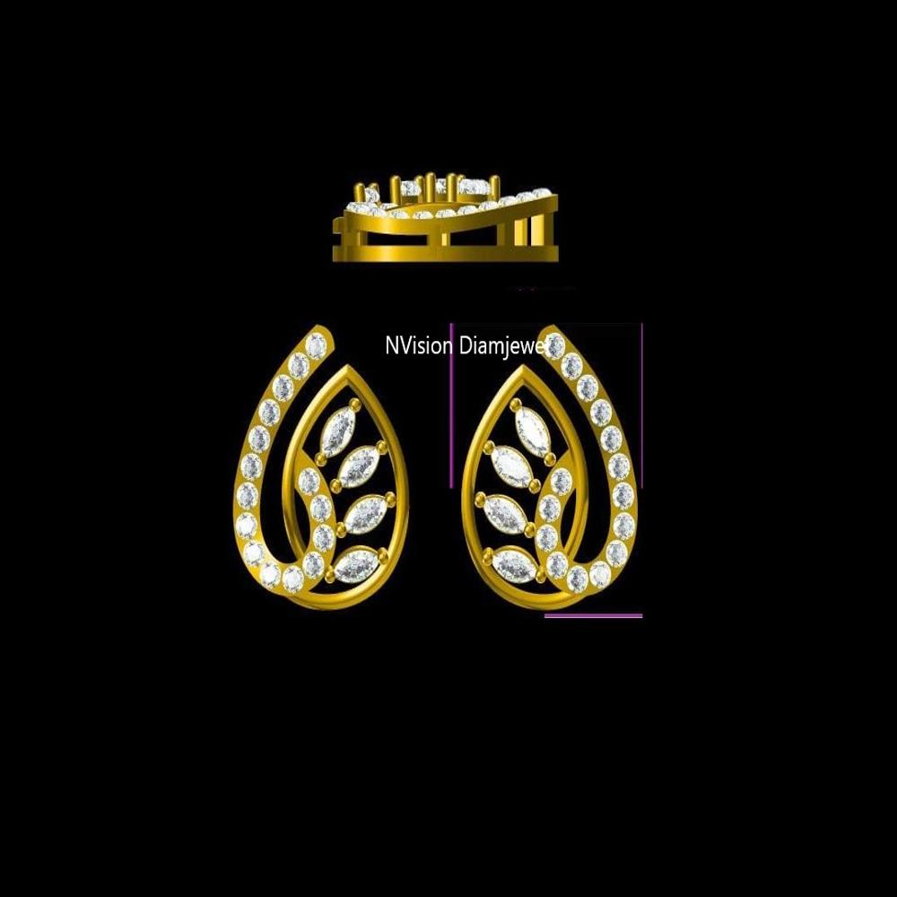 18KT Peacock Theme Natural Diamond Earrings