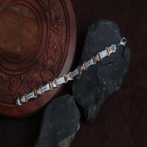 Stylish 2 Tone Silver Plated Bracelet for boys and girls