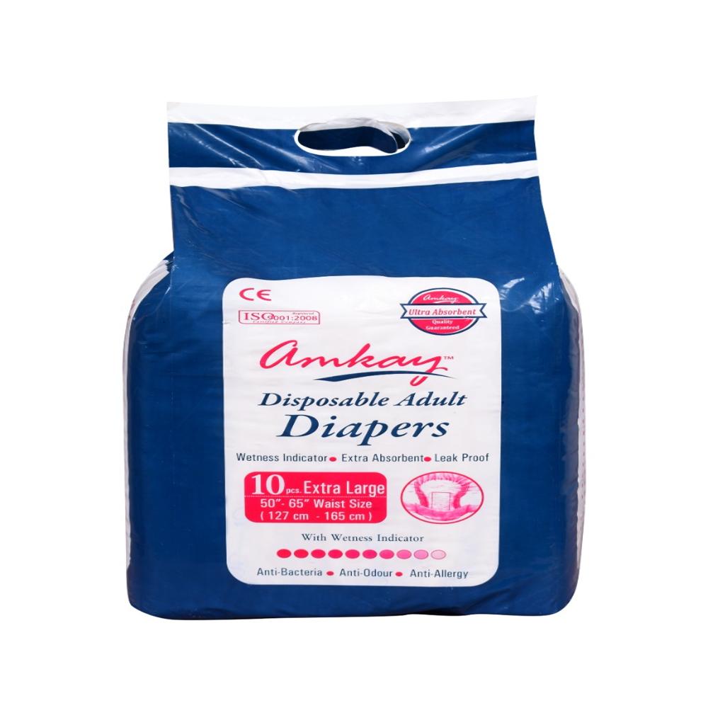 Amkay Adult Diaper Pants - Extra Large (XL) Size| Waist Size (127-165cm | 50-65 inches)| Easy-to-wear, Unisex| High Absorbency, Leak Proof with Overnight Protection (Pack of 10 Counts)