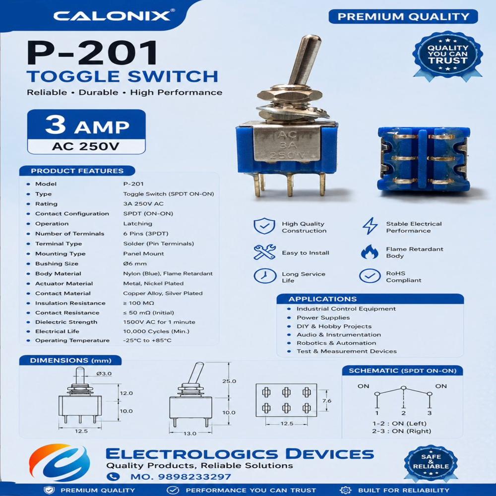 Toggle Switch P-201 - Color: Metallic