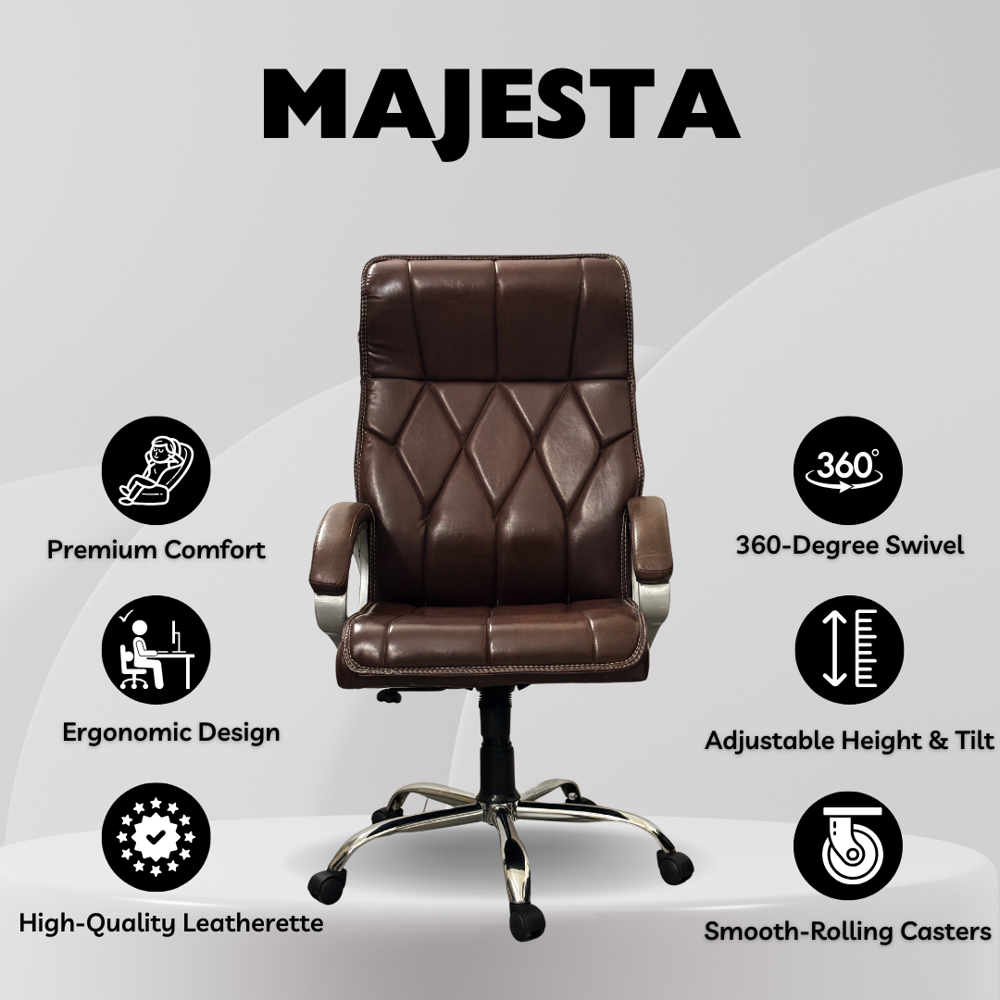 A+ Majesta High Back Executive Boss Office Chair Brown 