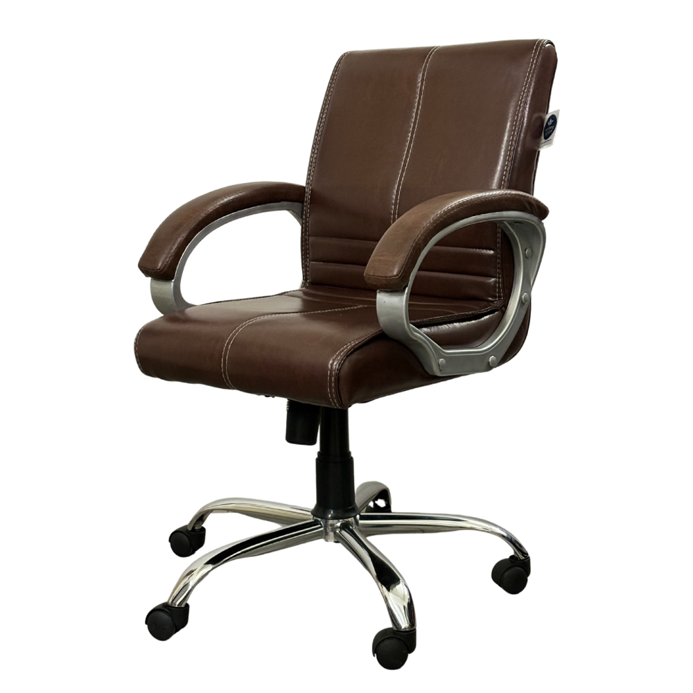 Regent Mid Back Ergonomic Leatherette Revolving Office Chair Brown