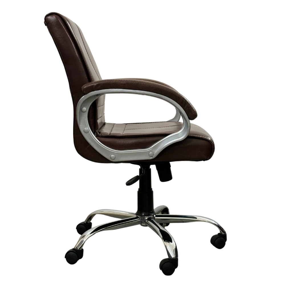 Regent Mid Back Ergonomic Leatherette Revolving Office Chair Brown