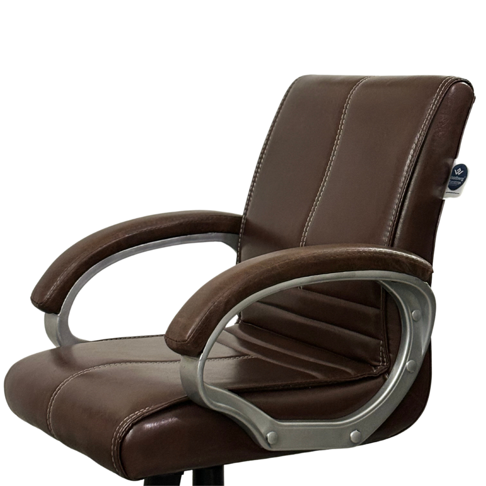 Regent Mid Back Ergonomic Leatherette Revolving Office Chair Brown