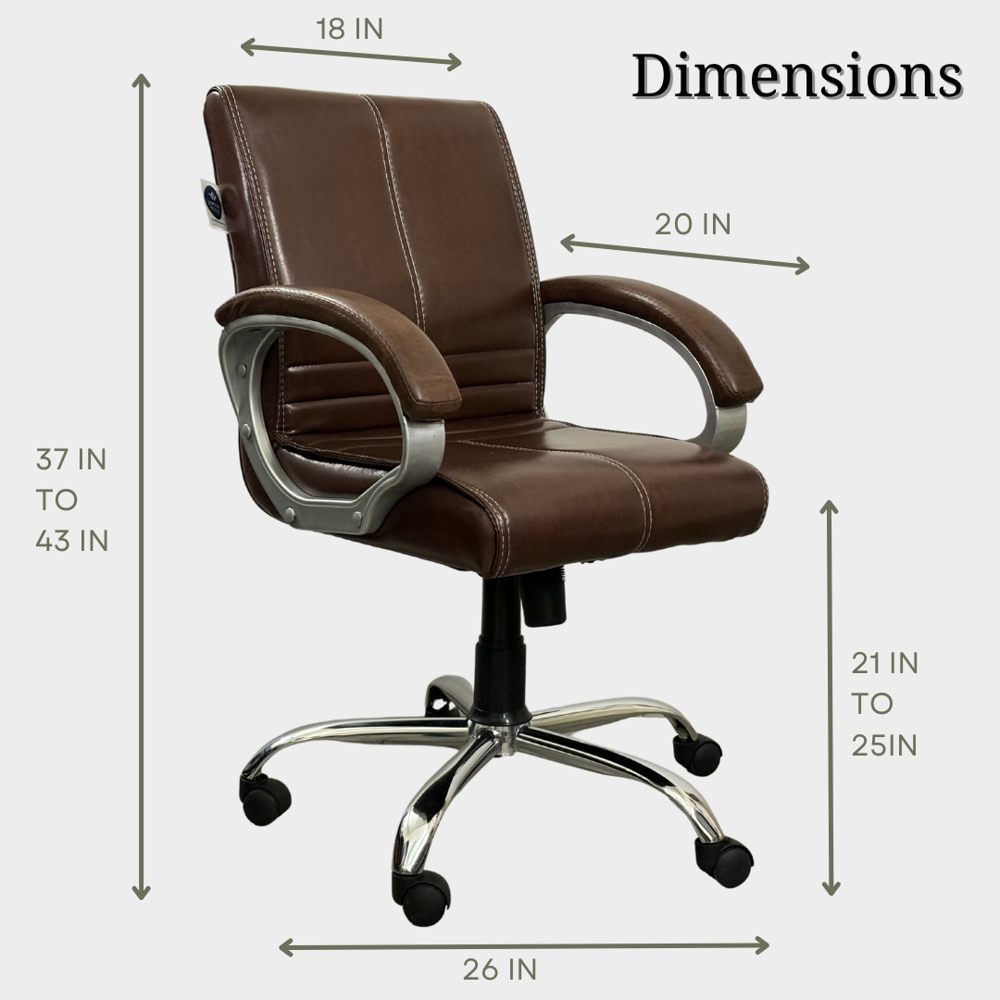 A+ Regent Mid Back Ergonomic Leatherette Revolving Office Chair Brown