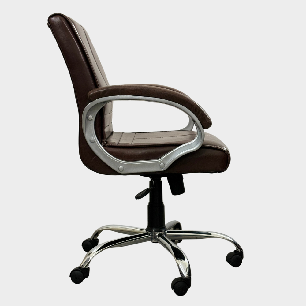 A+ Regent Mid Back Ergonomic Leatherette Revolving Office Chair Brown