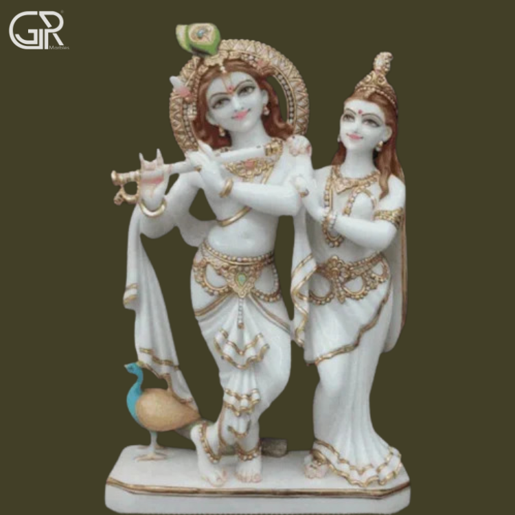 Marble Idols Radha Krishna Statue