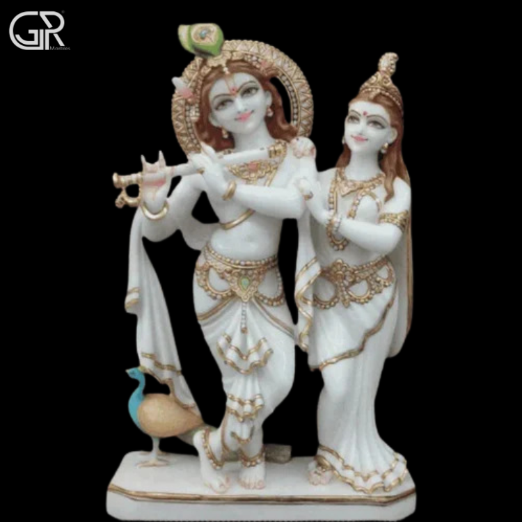 Marble Idols Radha Krishna Statue