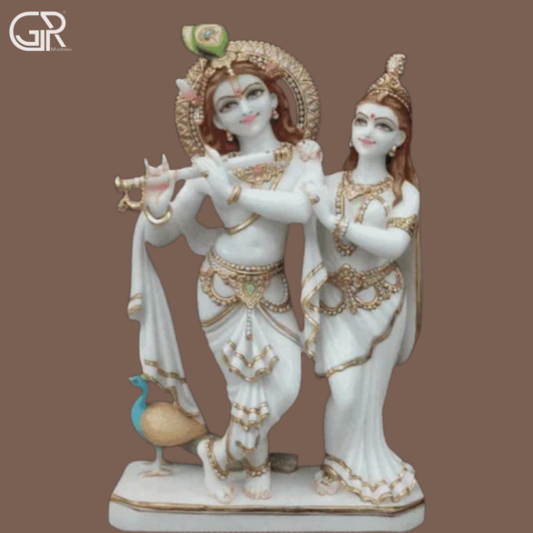 Marble Idols Radha Krishna Statue