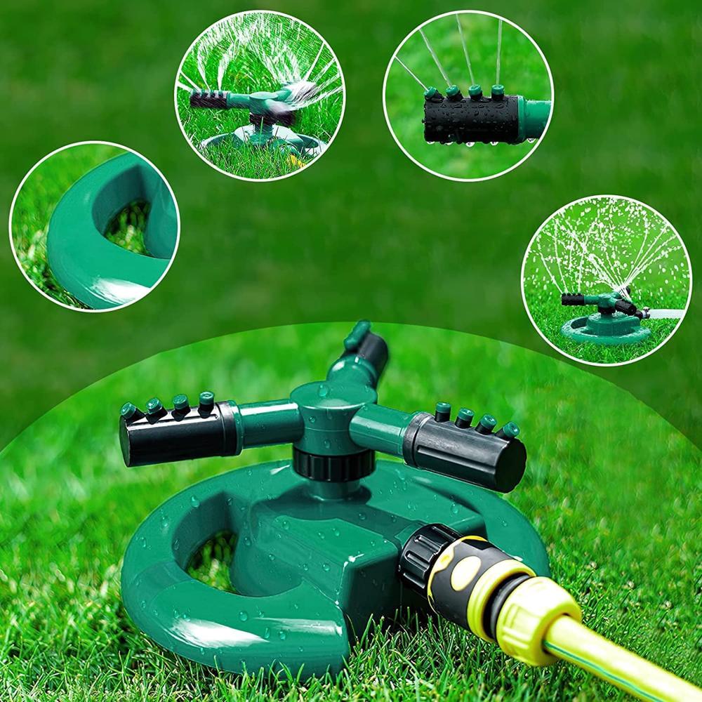 3 Arm 360 Sector Rotating Water Sprinkler Garden Pipe Hose Irrigation Yard