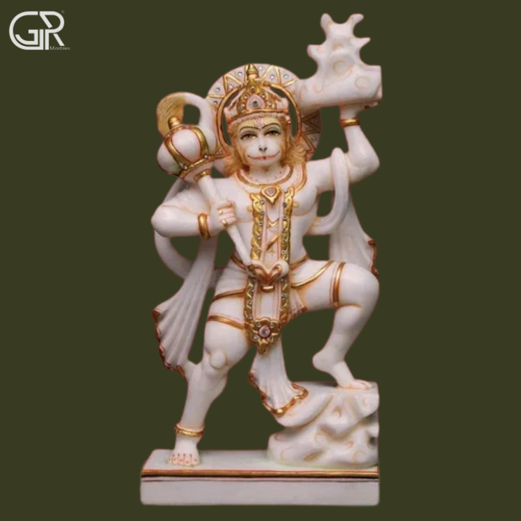 White marble polished Hanuman Ji statues