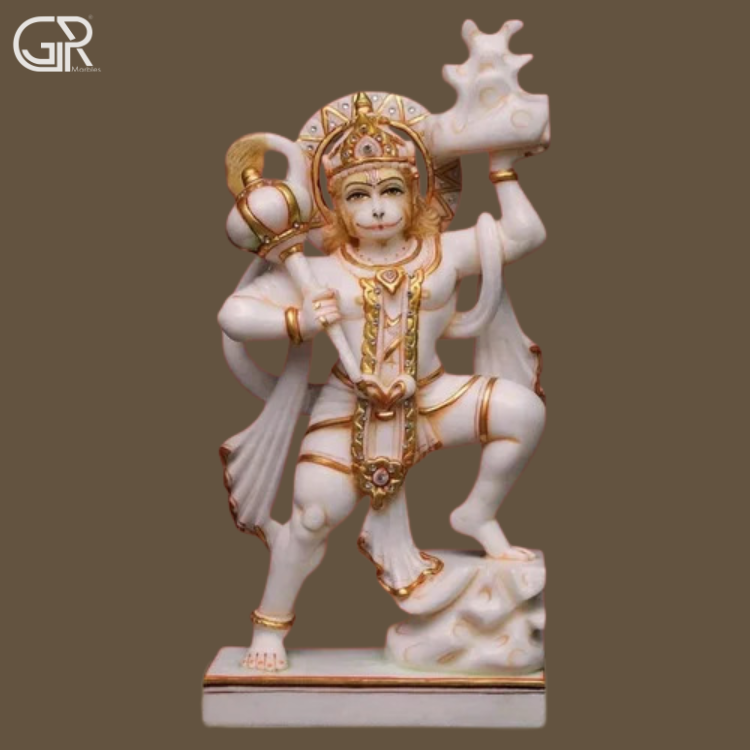 White marble polished Hanuman Ji statues