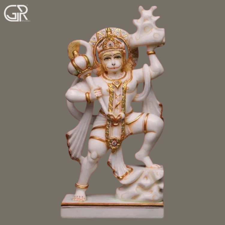 White marble polished Hanuman Ji statues