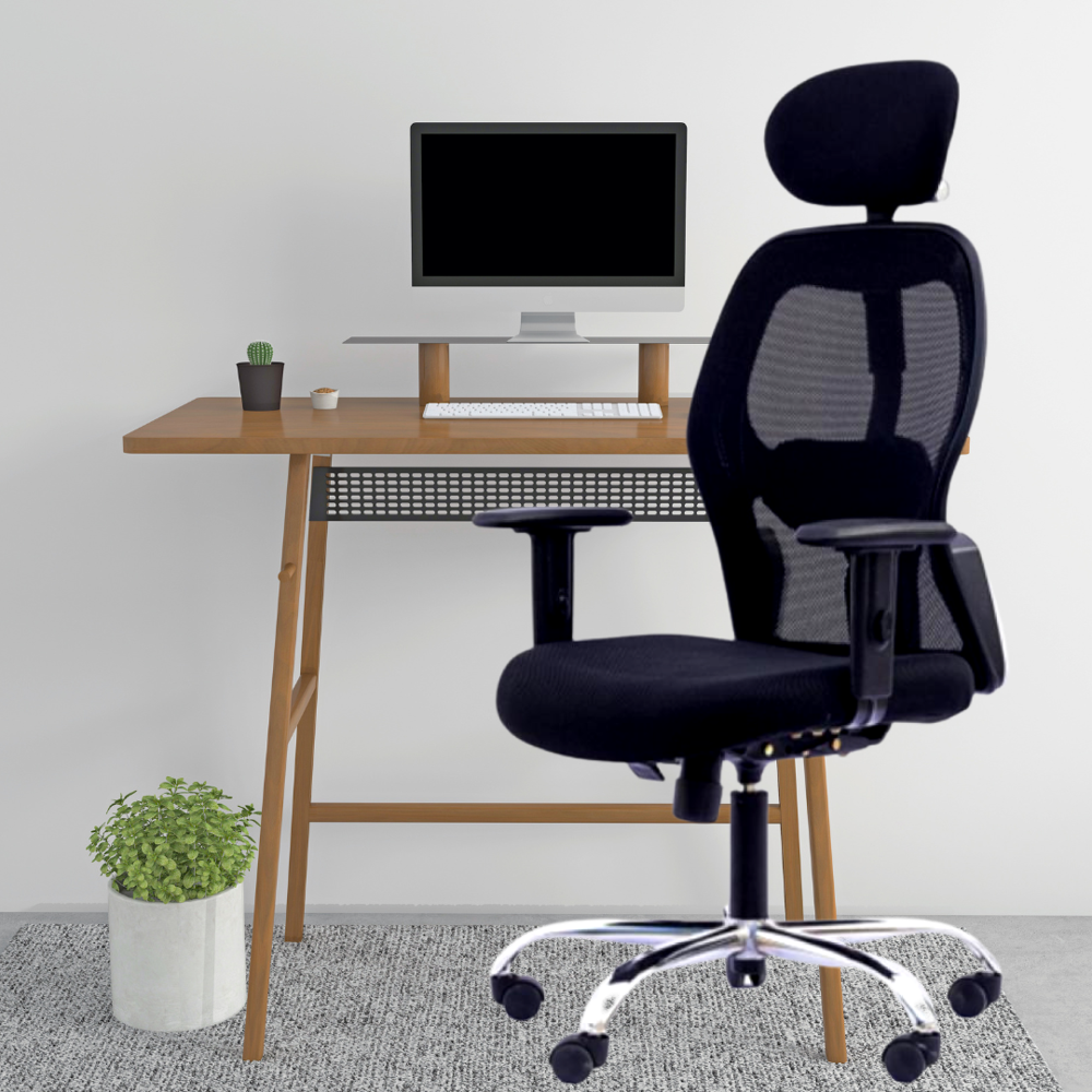 Gravity High Back Mesh Fabric Revolving Office Chair Black 