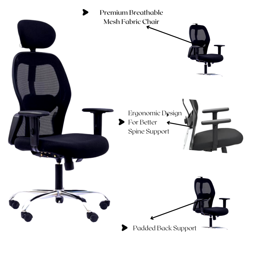 Gravity High Back Mesh Fabric Revolving Office Chair Black 
