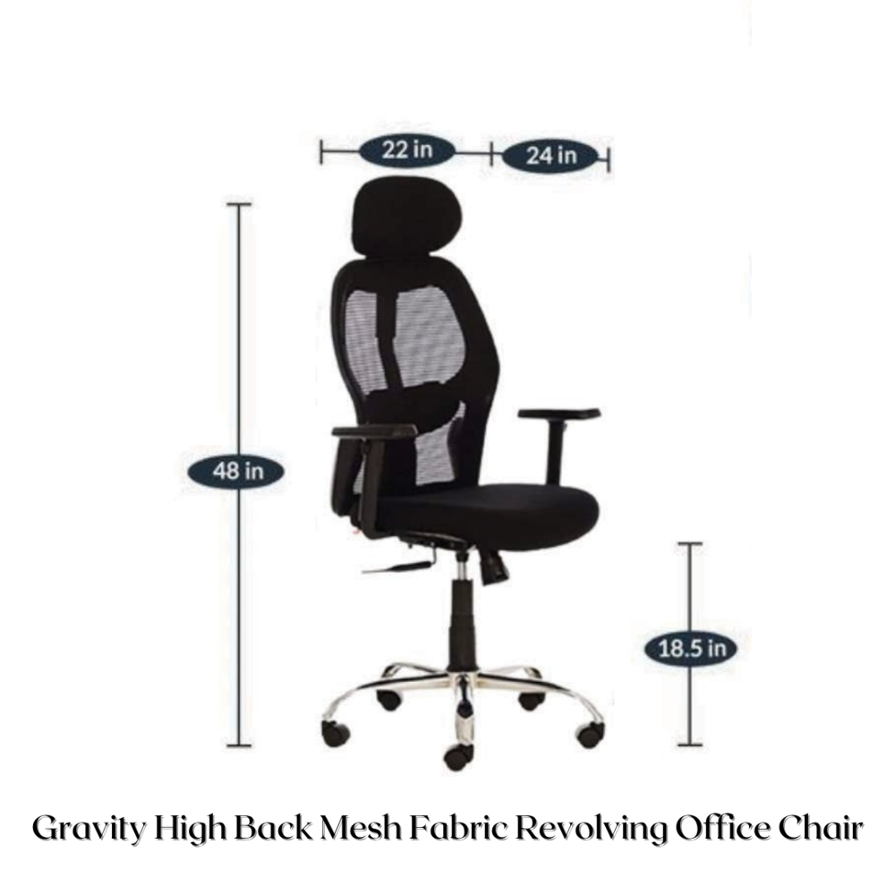 Gravity High Back Mesh Fabric Revolving Office Chair Black 