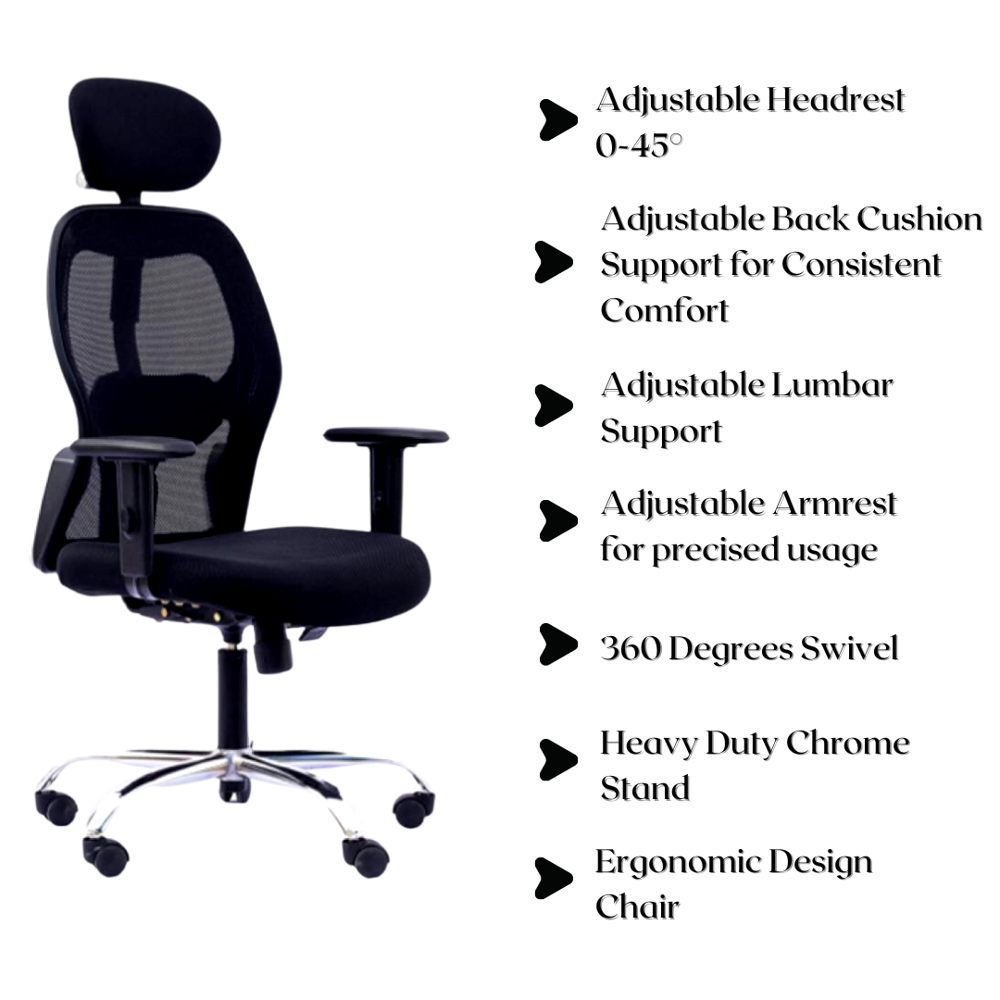 Gravity High Back Mesh Fabric Revolving Office Chair Black 