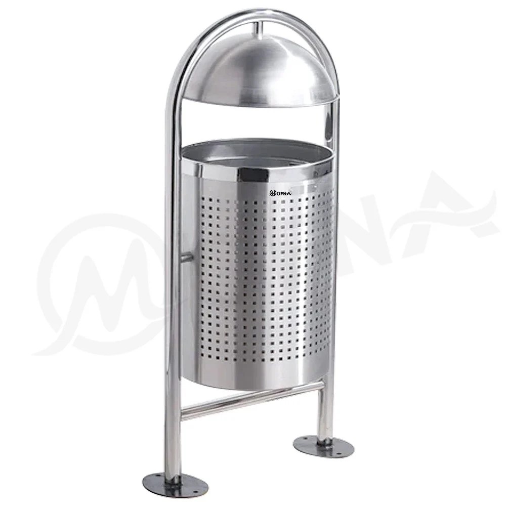 Mofna Stainless Steel Single Round Pole Dustbin 50 Liter