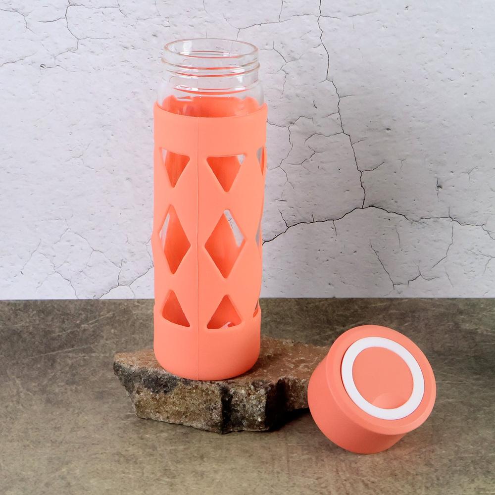 Glass Water Bottle with Protective Sleeve - (1 Pc / 480 ML)