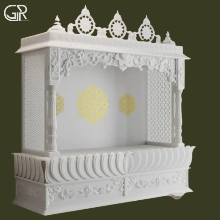Carved Makrana Marble Pooja Mandir