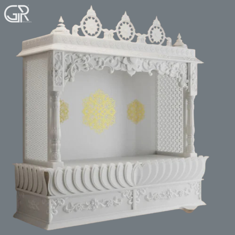Carved Makrana Marble Pooja Mandir
