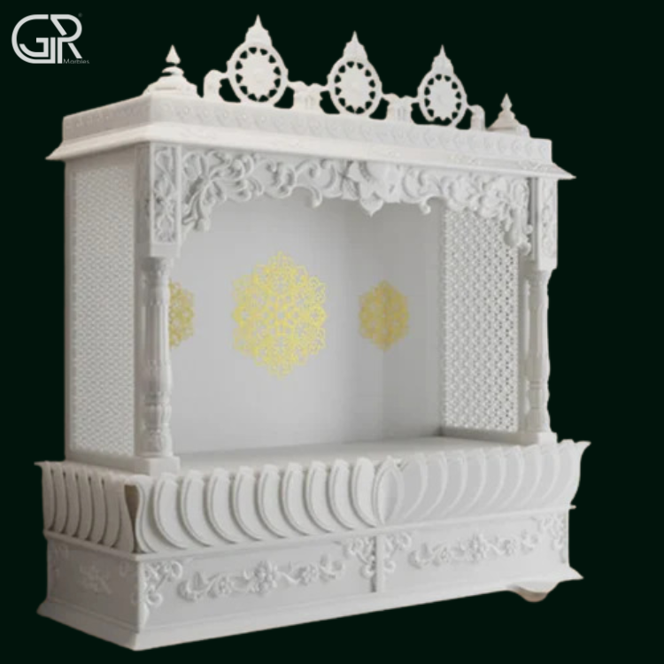 Carved Makrana Marble Pooja Mandir