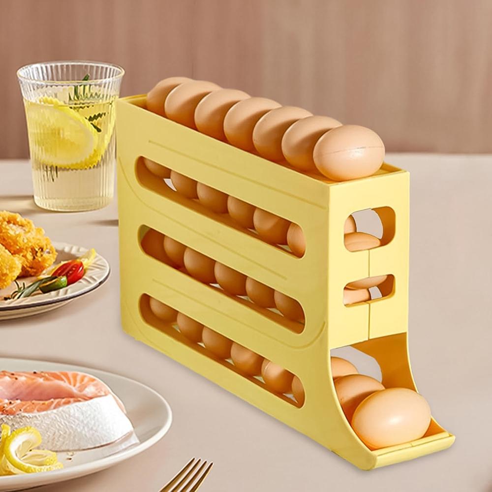 3-layer Rolling Egg Storage Rack Dispenser (1 Pc) - Color: Mix