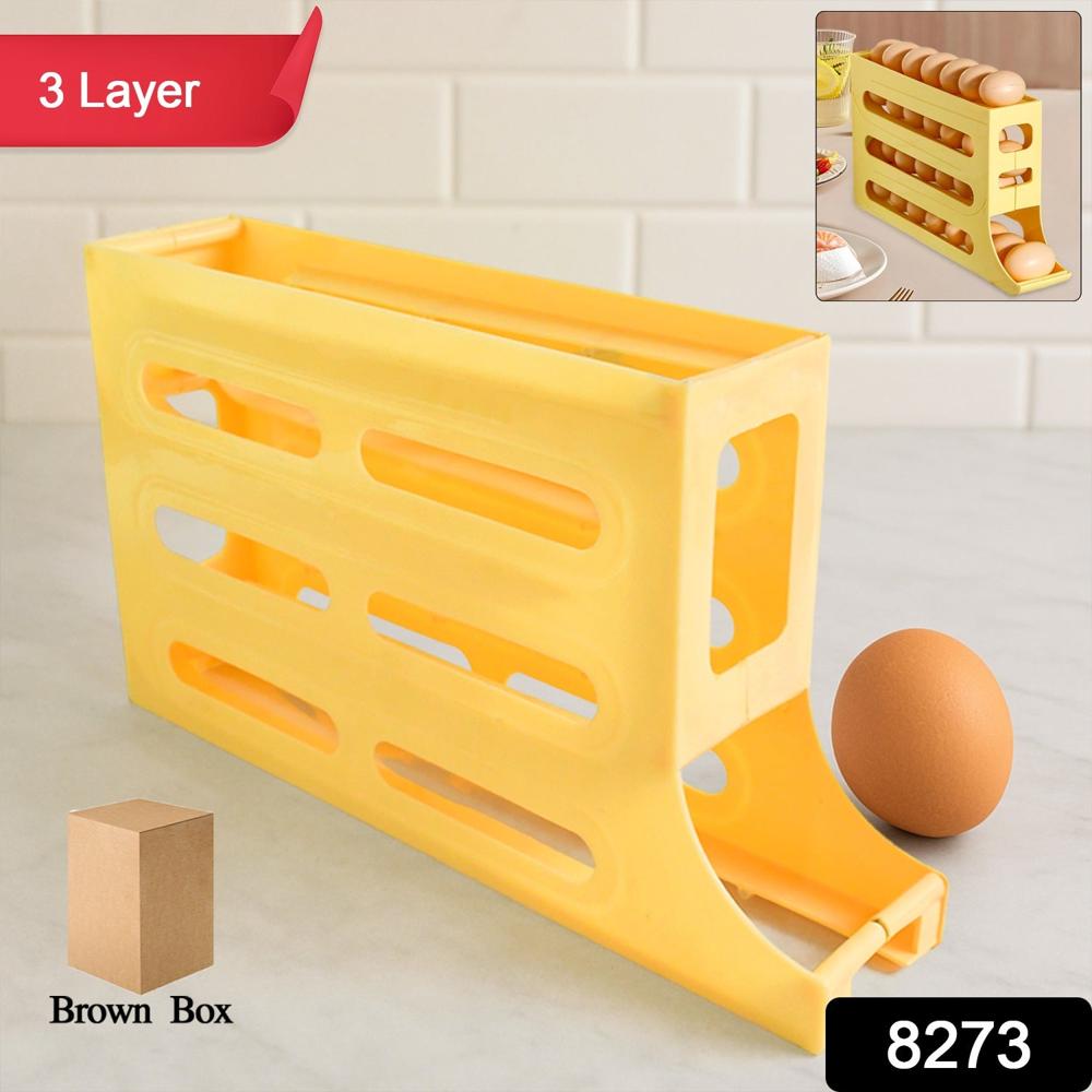 3-layer Rolling Egg Storage Rack Dispenser (1 Pc) - Color: Mix