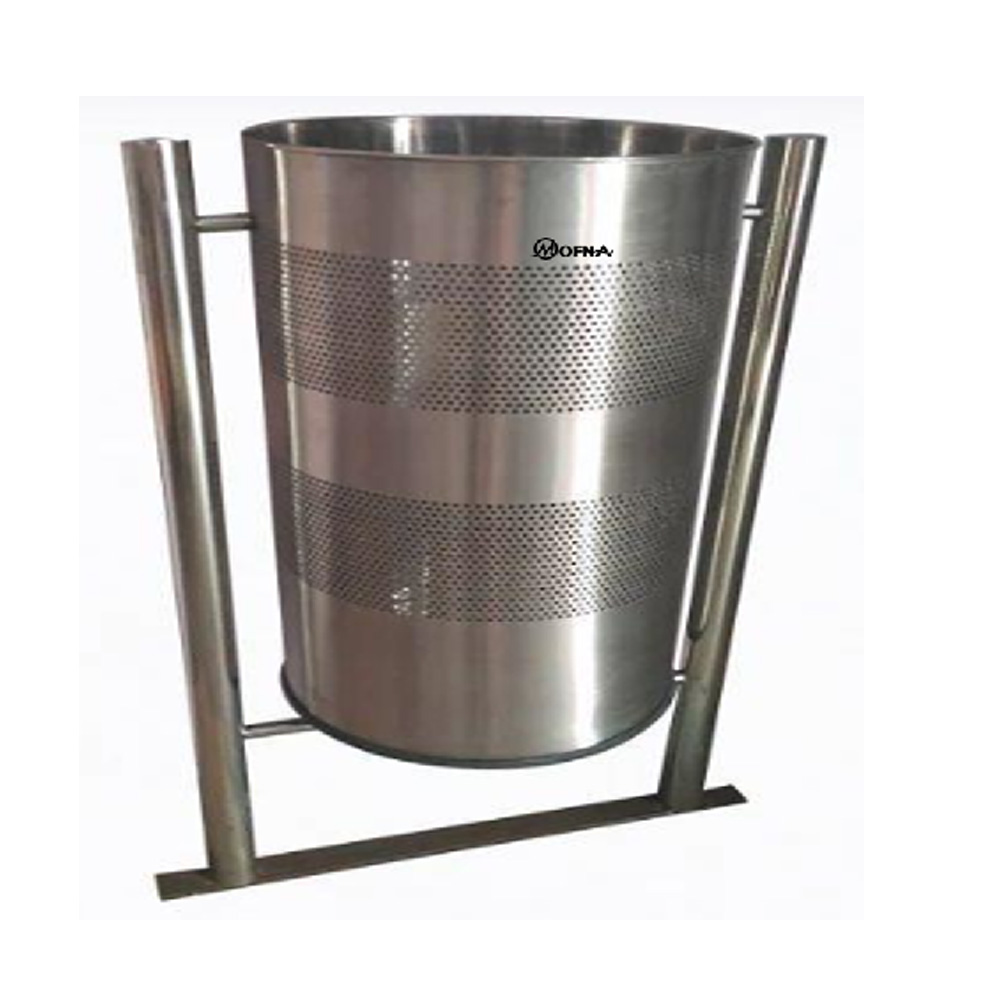 Mofna Stainless Steel  Single Perforated Pole Dustbin, 50 Liter 