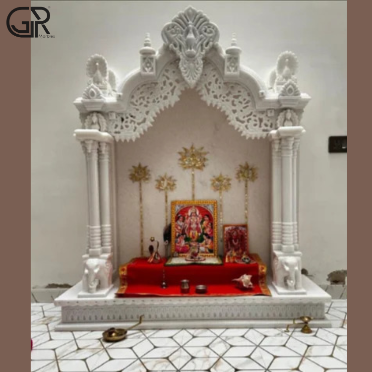Carved Marble Mandir (H-6.5ft),