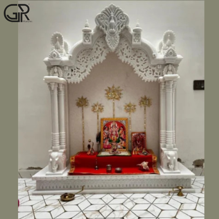 Carved Marble Mandir (H-6.5ft),