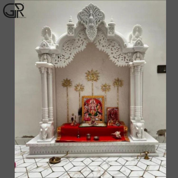 Carved Marble Mandir (H-6.5ft),