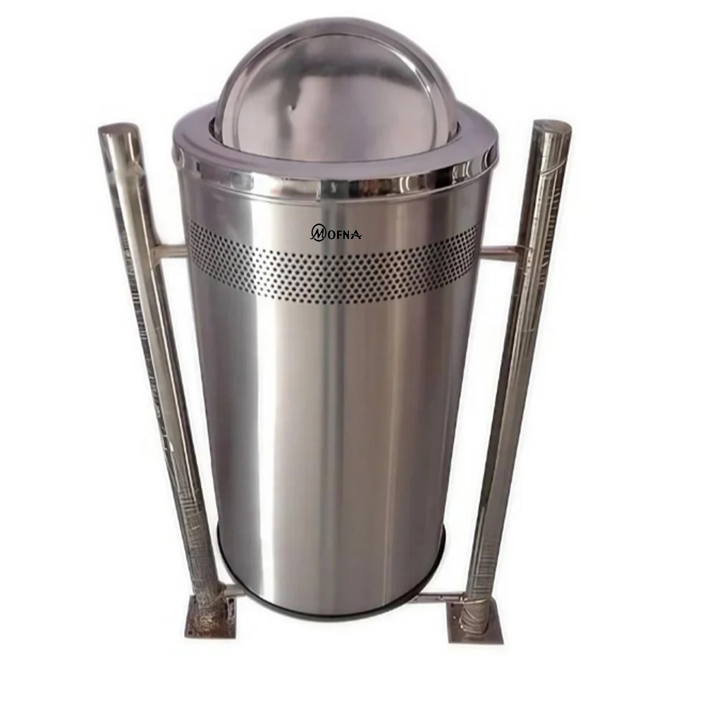 Mofna Stainless Steel Single Pole Dustbin 60 Liter  