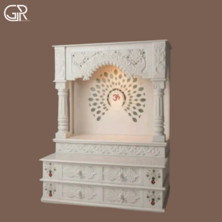 Indoor polished inlay marble mandir, (Ht-5ft)
