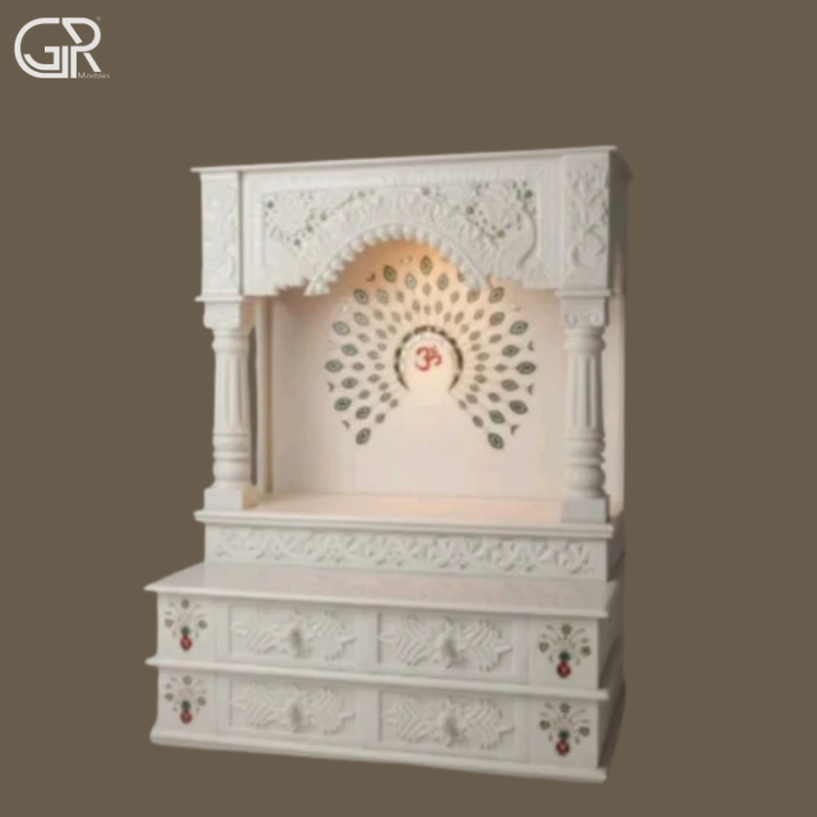 Indoor polished inlay marble mandir, (Ht-5ft)