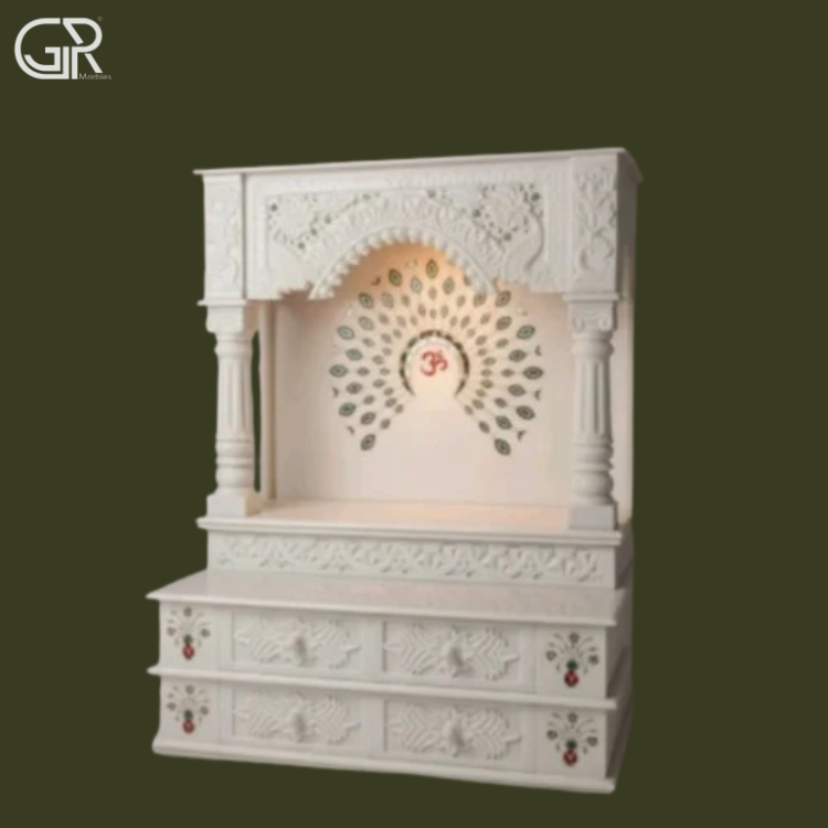 Indoor polished inlay marble mandir, (Ht-5ft)