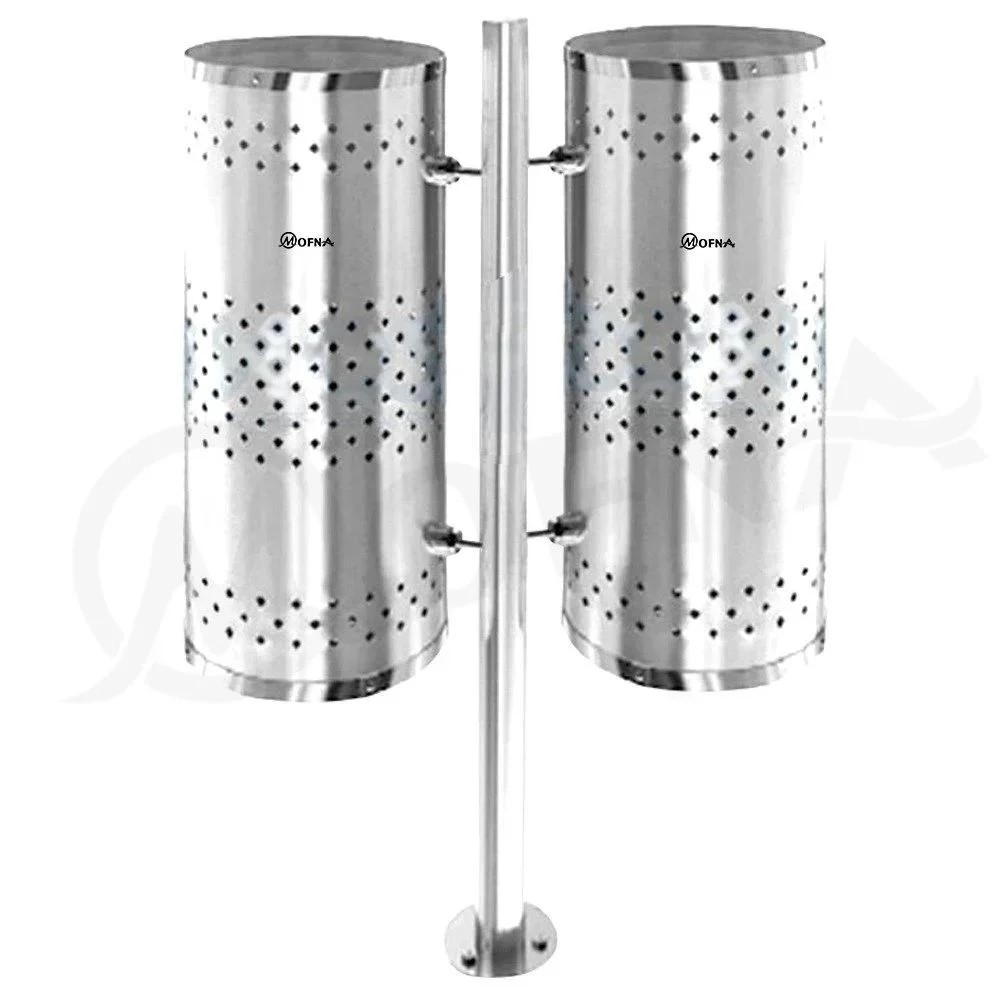 MOfna Single Stainless Steel Duo Pole Dustbin 50 Liter