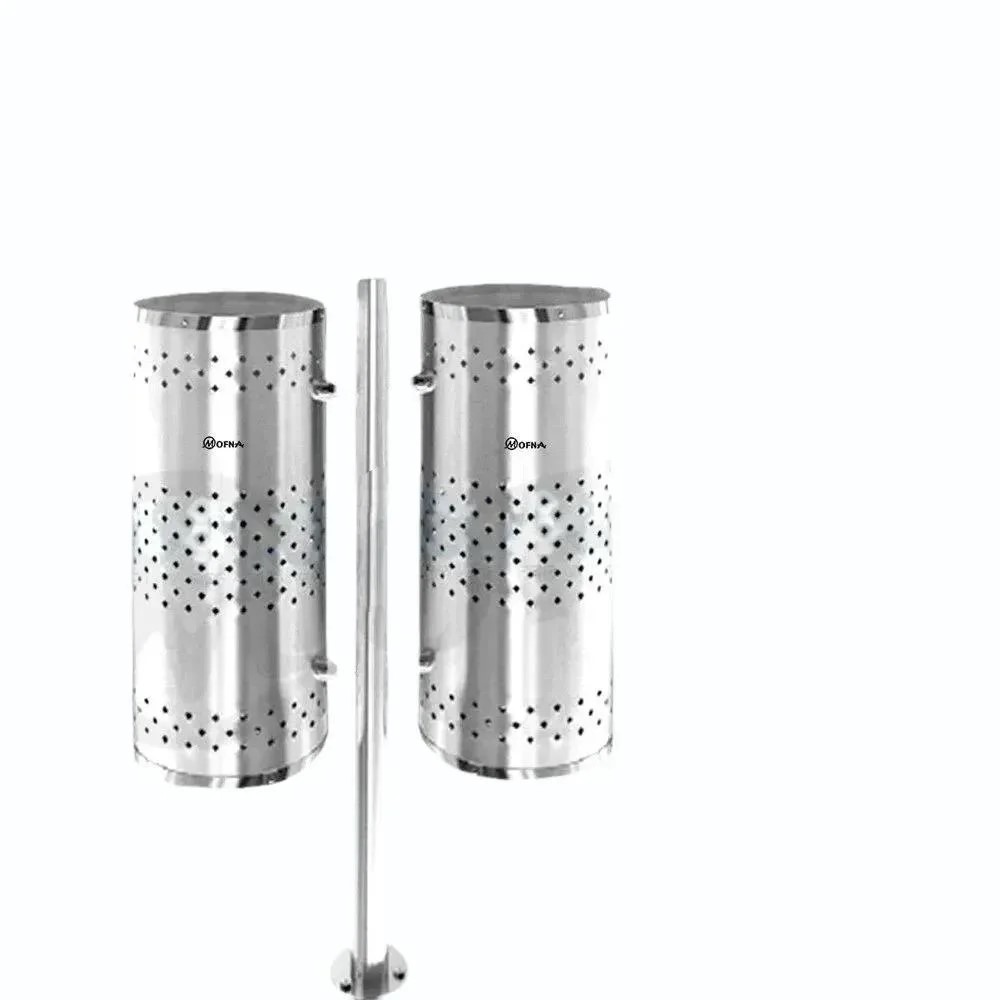 MOfna Single Stainless Steel Duo Pole Dustbin 50 Liter