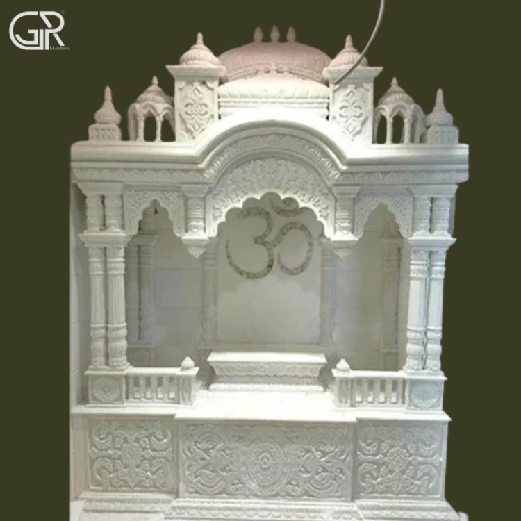 Makrana carved marble mandir (H-8ft)