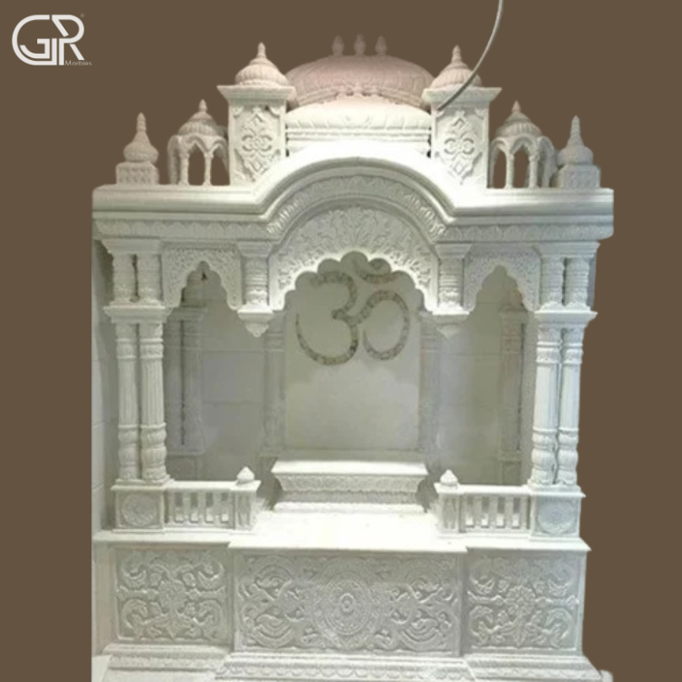 Makrana carved marble mandir (H-8ft)