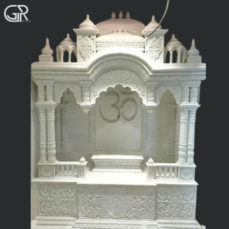 Makrana carved marble mandir (H-8ft)