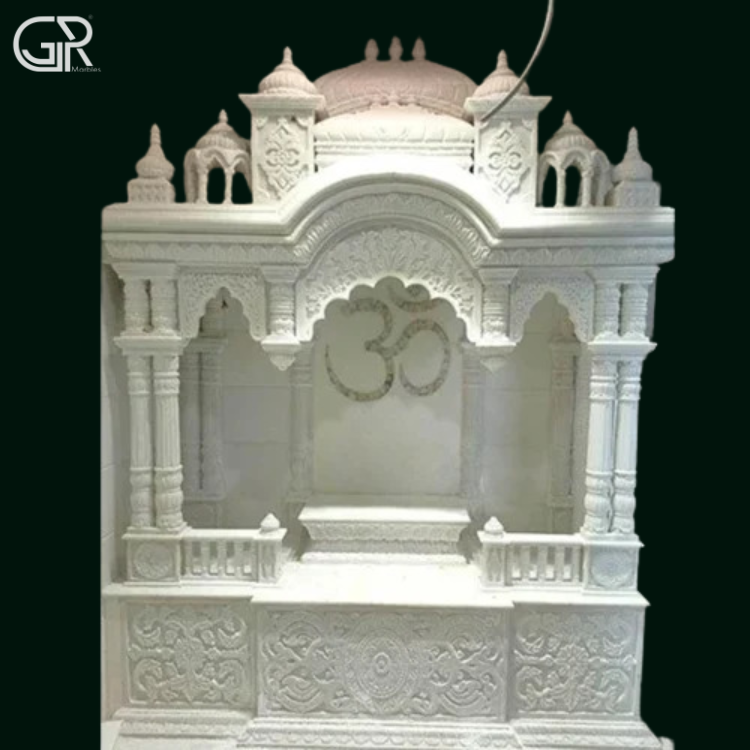 Makrana carved marble mandir (H-8ft)