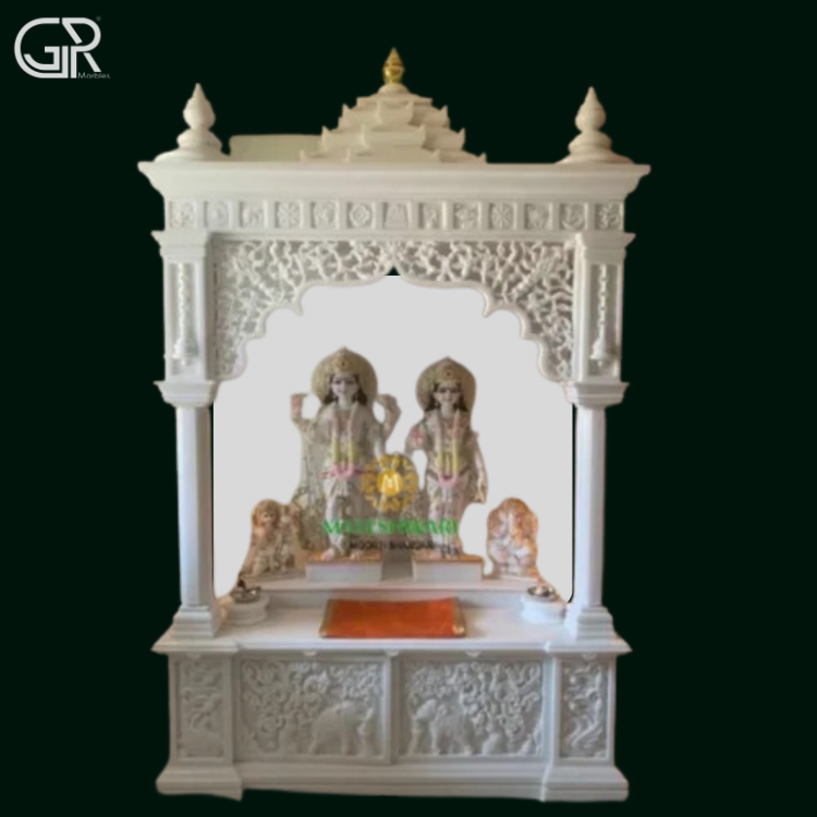Polished Makrana Marble Mandir