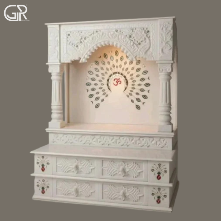 Makrana White Marble inlay Temple, (Ht-5ft)