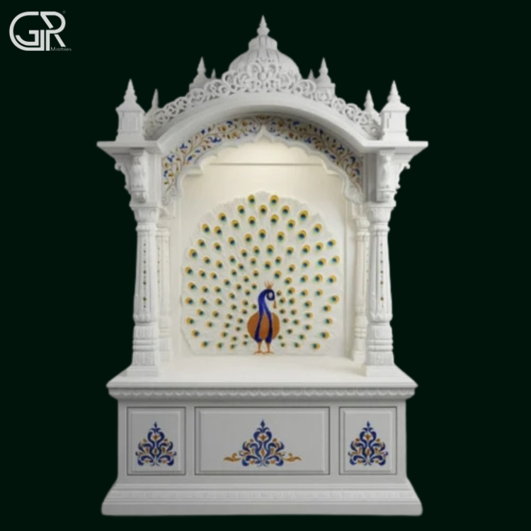 Makrana Marble Polished Mandir, (Ht-6.5ft)