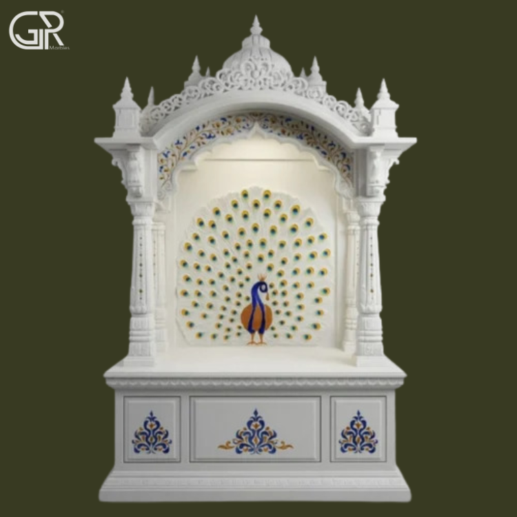 Makrana Marble Polished Mandir, (Ht-6.5ft)