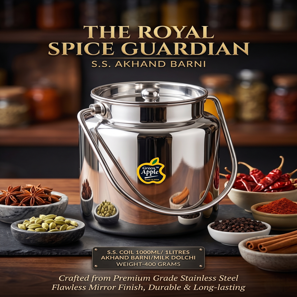 Premium 1 Litre Stainless Steel Akhand Barni