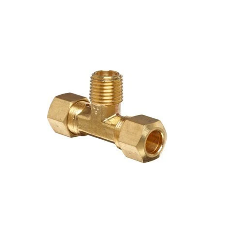 Forged Brass Polished Compression Olive Tee Male NPT Thread 1